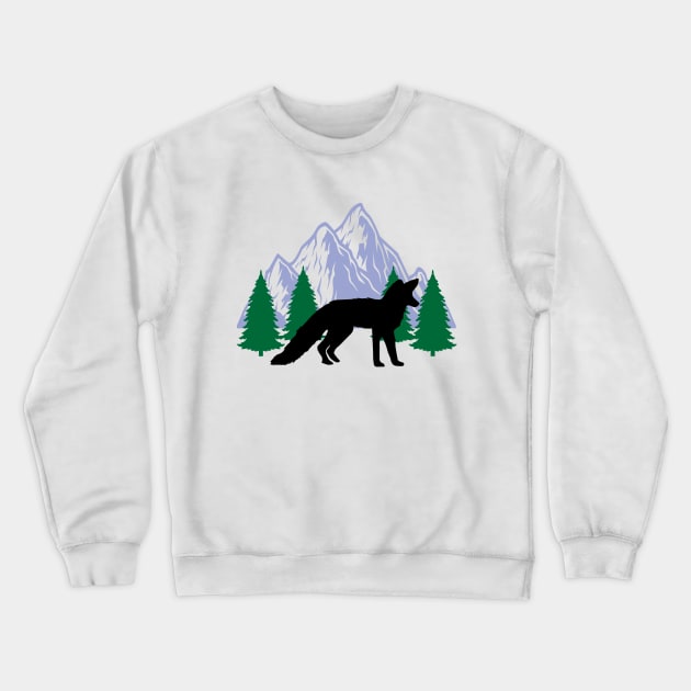 fox animal silhouette mountain tree christmas Crewneck Sweatshirt by T-shirt verkaufen